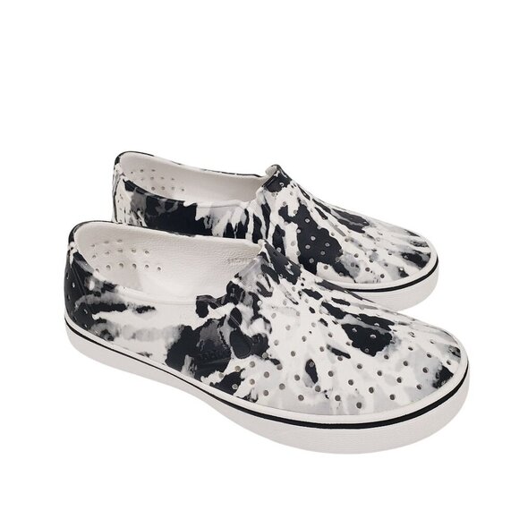 Native Unisex Slip On Athletic Miles Print B & W Tie Dye Vacation Size M5 W7 - Picture 1 of 10
